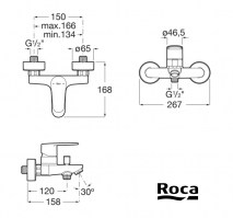 MEDIDAS MONOMANDO BAÑO VICTORIA PLUS ROCA